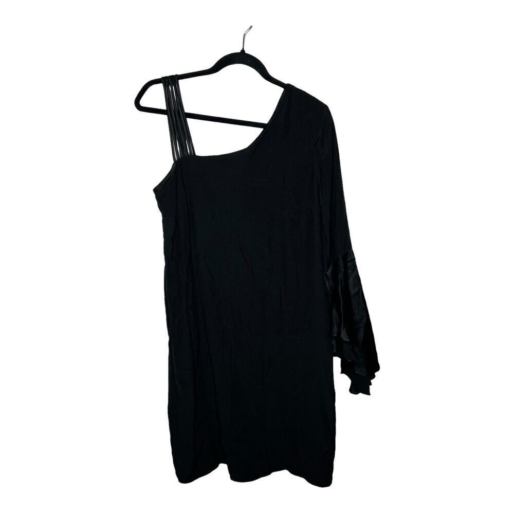 Nic + Zoe Dress Womens Size 8 Black One Shoulder Sheath Cocktail Evening Wear